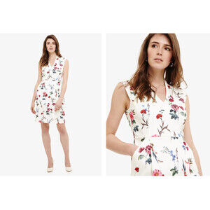 Phase Eight Saffie Short Sleeve Dress In Ivory Floral Print Size 14 US 18UK $359